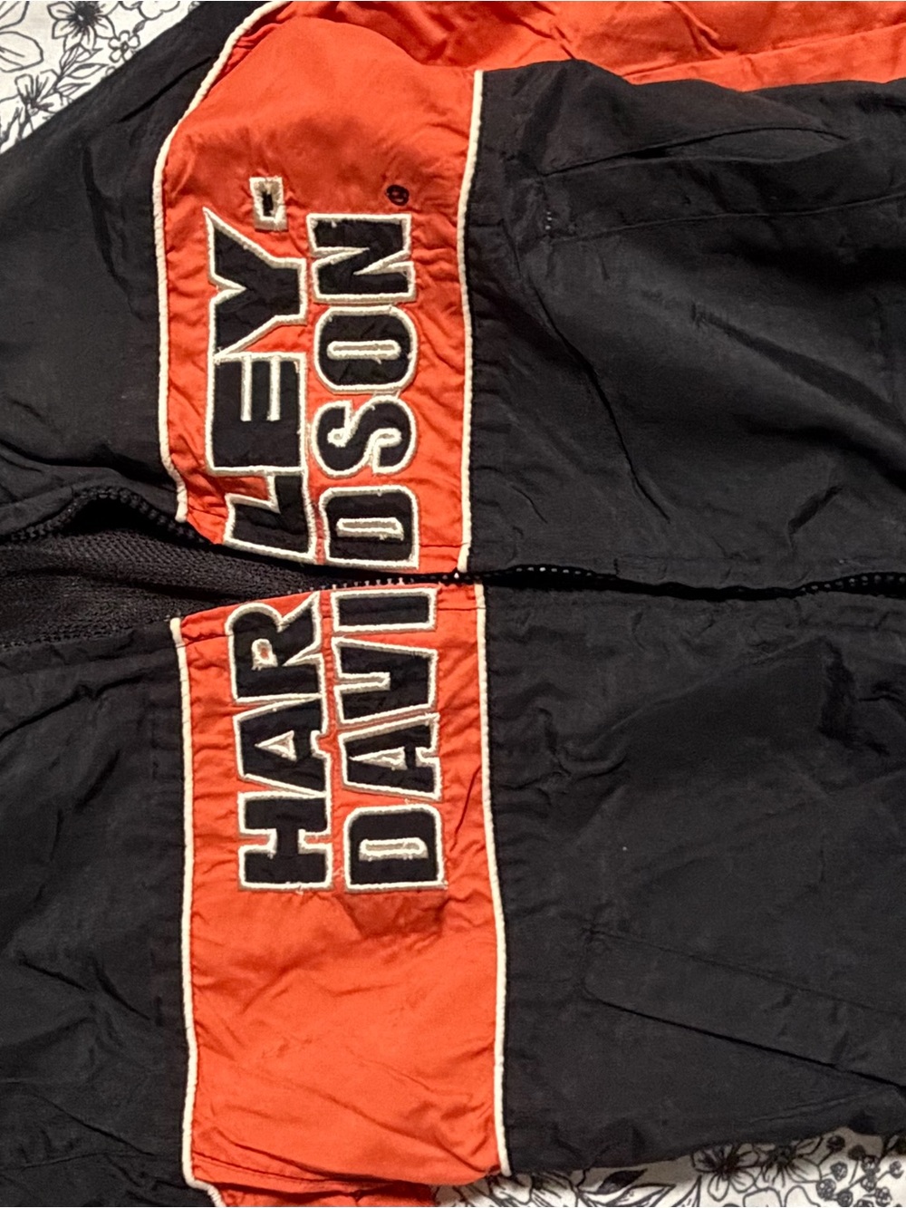 Harley-Davidson Black and Orange Bomber Jacket